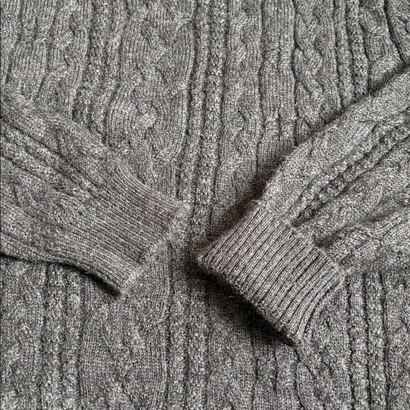 Peruvian sweater crew neck cable knit baby alpaca wool dark charcoal men’s M - Picture 5 of 12